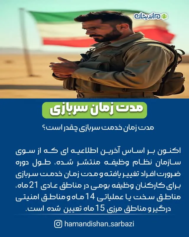 مدت زمان خدمت سربازی چقدر است؟